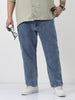 Plus Men's Light Blue Slim Fit Washed Denim Jeans Stretchable