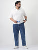 Plus Men's Blue Slim Fit Washed Denim Jeans Stretchable