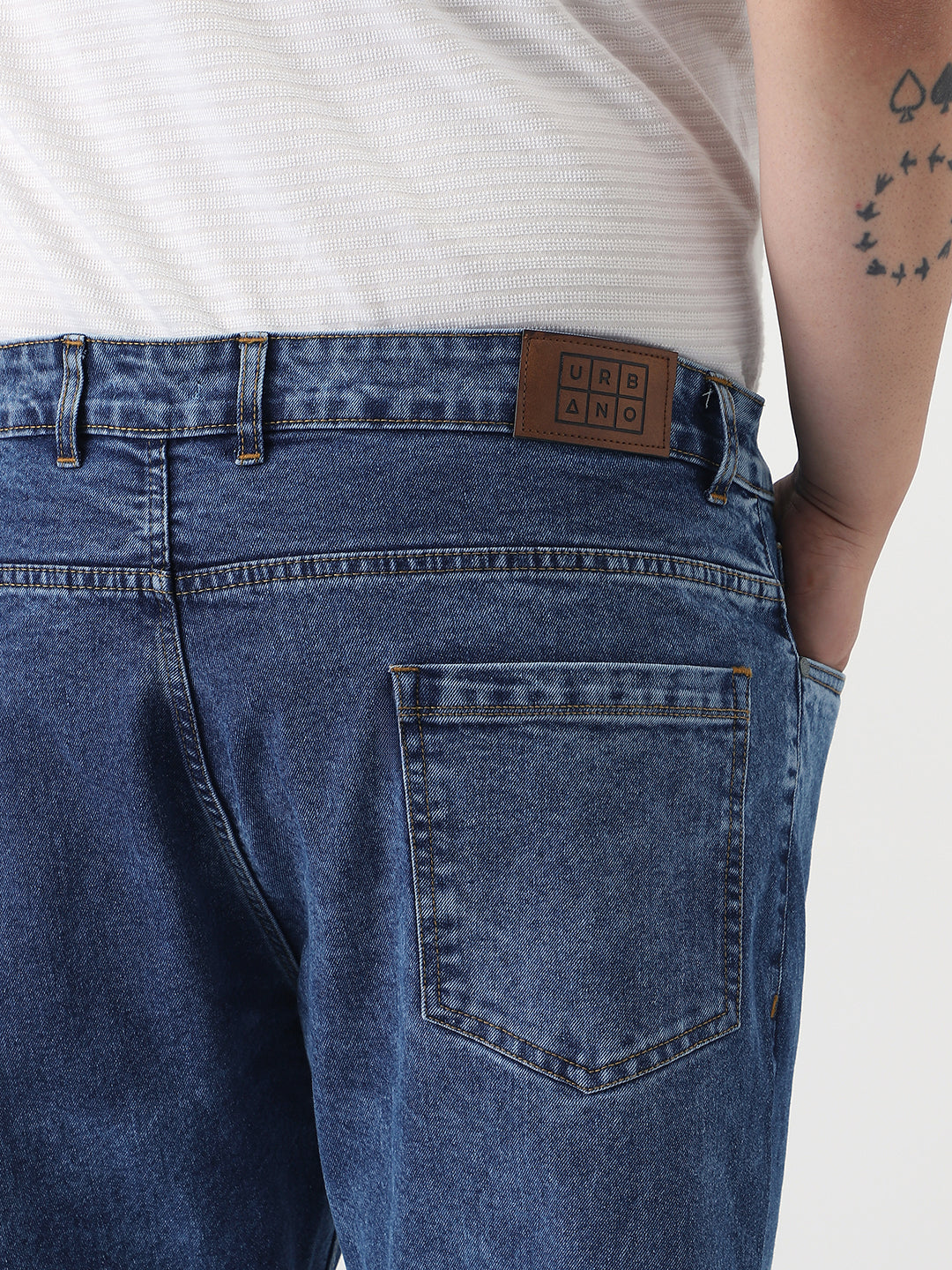 Plus Men's Blue Slim Fit Washed Denim Jeans Stretchable