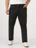 Plus Men's Black Straight Fit Heavy Washed Jeans Stretchable