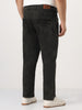 Plus Men's Black Straight Fit Heavy Washed Jeans Stretchable