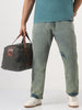 Plus Men's Ice Blue Straight Fit Heavy Washed Jeans Stretchable