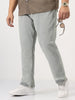 Plus Men's Ice Grey Straight Fit Heavy Washed Jeans Stretchable