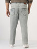 Plus Men's Ice Grey Straight Fit Heavy Washed Jeans Stretchable