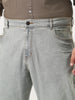 Plus Men's Ice Grey Straight Fit Heavy Washed Jeans Stretchable