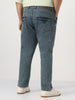 Plus Men's Light Blue Straight Fit Heavy Washed Jeans Stretchable