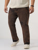 Plus Men's Light Brown Straight Fit Heavy Washed Jeans Stretchable