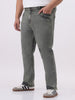 Plus Men's Light Grey Straight Fit Heavy Washed Jeans Stretchable