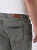 Plus Men's Light Grey Straight Fit Heavy Washed Jeans Stretchable