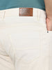 Plus Men's Ecru Straight Fit Washed Jeans Stretchable