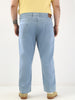 Plus Men's Ice Blue Straight Fit Washed Jeans Stretchable