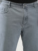 Plus Men's Light Grey Straight Fit Washed Jeans Stretchable