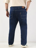 Plus Men's Blue Straight Fit Washed Jeans Stretchable