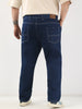 Plus Men's Blue Straight Fit Washed Jeans Stretchable