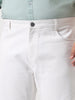 Plus Men's White Straight Fit Washed Jeans Stretchable