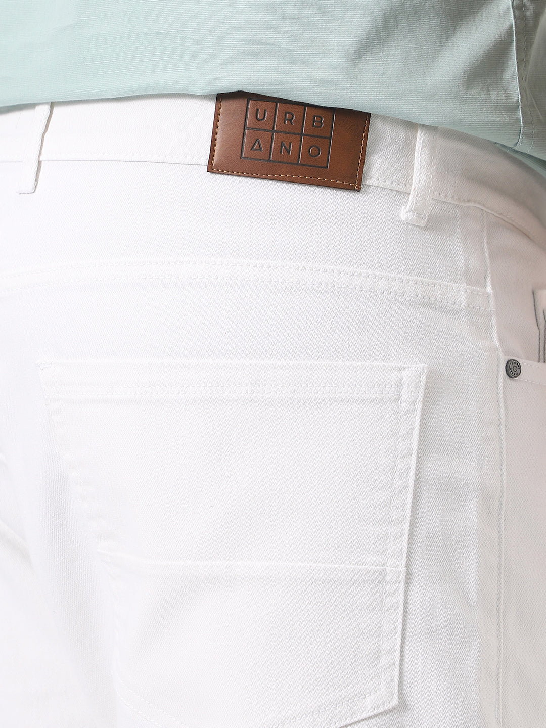 Plus Men's White Straight Fit Washed Jeans Stretchable