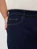 Plus Men's Dark Blue Straight Fit Raw Washed Denim Jeans Stretchable