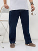 Plus Men's Blue Straight Fit Raw Washed Denim Jeans Stretchable