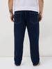 Plus Men's Blue Straight Fit Raw Washed Denim Jeans Stretchable