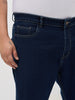 Plus Men's Blue Straight Fit Raw Washed Denim Jeans Stretchable