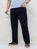 Plus Men's Dark Blue Straight Fit Raw Washed Denim Jeans Stretchable