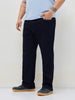 Plus Men's Dark Blue Straight Fit Raw Washed Denim Jeans Stretchable
