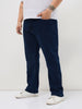Plus Men's Blue Straight Fit Raw Washed Denim Jeans Stretchable