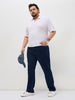 Plus Men's Blue Straight Fit Raw Washed Denim Jeans Stretchable