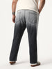 Plus Men's Dark Grey Straight Fit Heavy Washed Faded Denim Jeans Stretchable