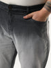 Plus Men's Dark Grey Straight Fit Heavy Washed Faded Denim Jeans Stretchable