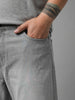 Plus Men's Ice Grey Straight Fit Heavy Washed Faded Denim Jeans Stretchable