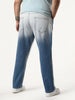 Plus Men's Light Blue Straight Fit Heavy Washed Faded Denim Jeans Stretchable