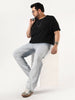 Plus Men's Light Grey Straight Fit Heavy Washed Faded Denim Jeans Stretchable