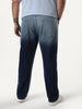 Plus Men's Blue Straight Fit Heavy Washed Faded Denim Jeans Stretchable