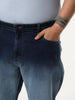 Plus Men's Blue Straight Fit Heavy Washed Faded Denim Jeans Stretchable