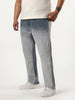 Plus Men's Grey Straight Fit Heavy Washed Faded Denim Jeans Stretchable