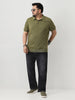 Plus Men's Black Straight Fit Washed Jeans Stretchable