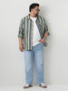 Plus Men's Ice Blue Straight Fit Washed Jeans Stretchable