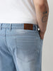 Plus Men's Ice Blue Straight Fit Washed Jeans Stretchable