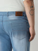 Plus Men's Light Blue Straight Fit Washed Jeans Stretchable