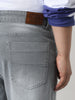 Plus Men's Light Grey Straight Fit Washed Jeans Stretchable