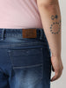 Plus Men's Blue Straight Fit Washed Jeans Stretchable