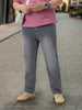 Plus Men's Grey Straight Fit Washed Jeans Stretchable