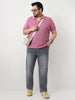 Plus Men's Grey Straight Fit Washed Jeans Stretchable
