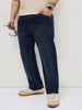 Plus Men's Dark Blue Straight Fit Washed Denim Jeans Stretchable