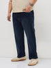Plus Men's Dark Blue Straight Fit Washed Denim Jeans Stretchable