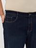 Plus Men's Dark Blue Straight Fit Washed Denim Jeans Stretchable