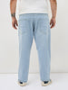 Plus Men's Ice Blue Straight Fit Washed Denim Jeans Stretchable