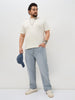 Plus Men's Light Grey Straight Fit Washed Denim Jeans Stretchable