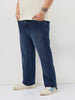 Plus Men's Blue Straight Fit Washed Denim Jeans Stretchable